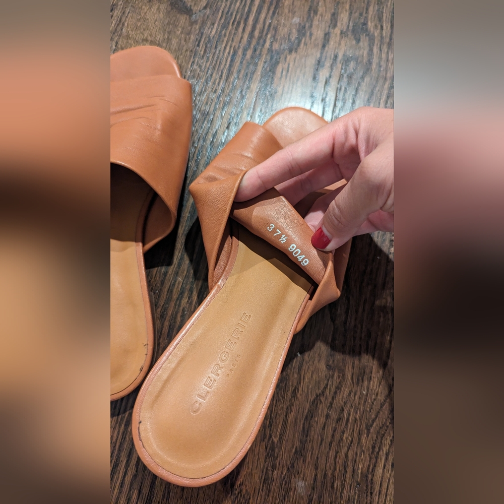Robert Clergerie Itou Soft Sandals Leather Slides Brown Women's 37.5 $415 - Picture 6 of 10